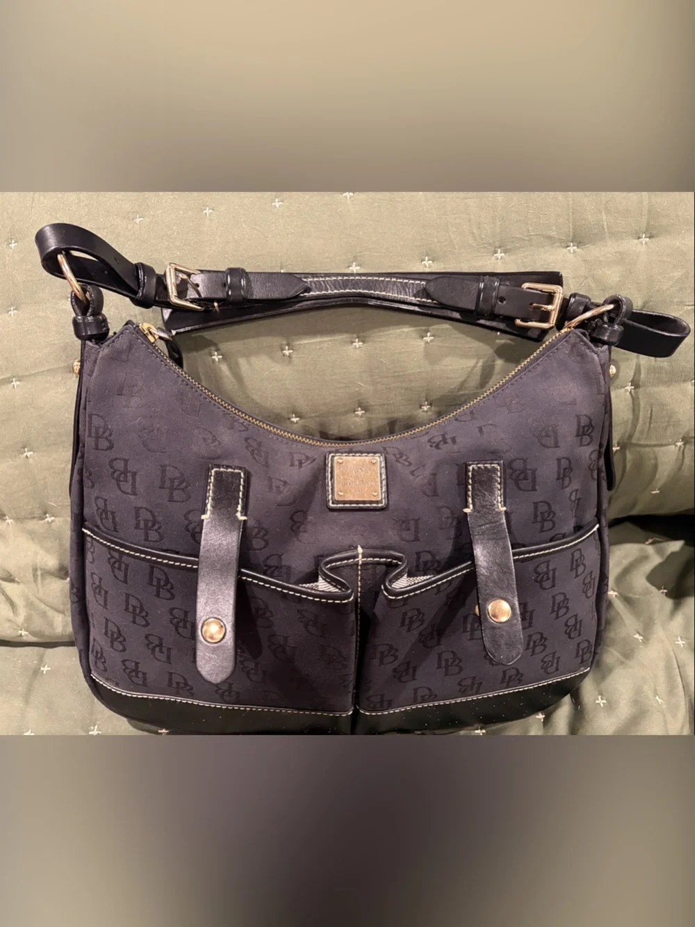 Dooney & Bourke Black Logo Hobo with Gold Hardware. Excellent condition!